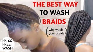 THE BEST WAY TO WASH BRAIDS| NO FRIZZ|FAST DRYING|NATURAL 4C HAIR|HOW TO GROW YOUR HAIR WITH BRAIDS.