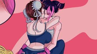 Heated Lips and Kiccs!-Street Fighter 6 Juri x Chun-Li Comic Dub-Kiccs of Furry!