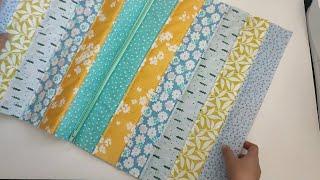 Let's make a Laptop Sleeve Quickly and Easily using Fabric Strips | Patchwork Laptop Sleeve