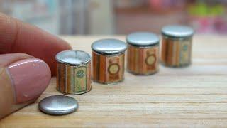 Miniature metal kitchen canisters for dollhouse decoration | Tutorial | Dollhouse miniatures