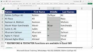 Extract First, Middle & Last Names from a list of Names in Microsoft Excel