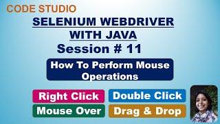 Selenium Webdriver with Java  in Hindi #11 - How to perform mouse operations - Actions class