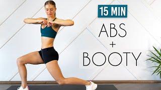 15 MIN BOOTY & ABS - No Equipment Flat Belly & Round Booty Workout