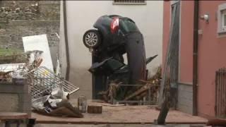 Clean-up operation after flooding in northern Italy