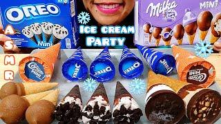 ASMR Ice Cream Party, Milka, Oreo, Cornetto Algida Ice Cream Cones Eating Sounds