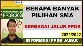 BERAPA BANYAK PILIHAN SMA DI BERBGAI JALUR PPDB JENJANG SMA PROPINSI JAWA BARAT 2021-2022