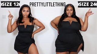 SIZE 12 vs 24 TRY ON SAME OUTFITS FROM PRETTY LITTLE THING | AUTUNM/WINTER TRY ON HAUL
