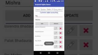 android sqlite - Insert, Update, Delete, Query demo