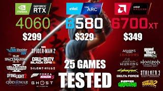 RTX 4060 8GB vs ARC B580 12GB vs RX 6700XT 12GB | R9 - 7950X3D | 1080p - 25 Games Tested