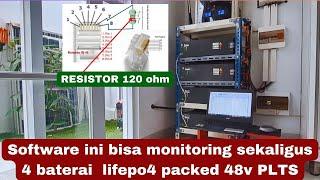 Software ini bisa monitoring sekaligus 4 baterai  lifepo4 packed 48v PLTS