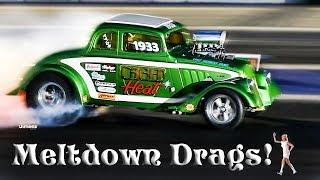 MASSIVE MELTDOWN! GASSER NIGHT DRAGS! BURNOUTS! WHEELIES! BYRON DRAGWAY!