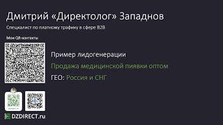 Кейс Продажа пиявок оптом Яндекс Директ Дмитрий Директолог Западнов