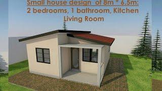 ArchiCAD Tutorial: Small House design 8m by 6.5m / 2 bedrooms, 1restroom, Kitchen and Living room