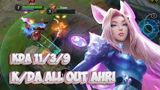 11 KILL !! KDA ALL OUT AHRI GAMEPLAY // WILD RIFT (BUILD + RUNES)