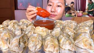 Siblings Making Big juicy Pork Momo Turns Out Perfect  || Mukbang