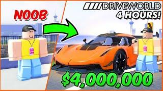 Going From Poor to Jesko in 4 HOURS! | ROBLOX Drive World