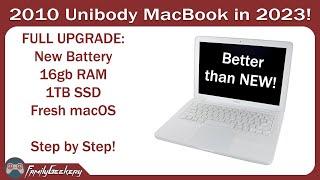 Mid 2010 MacBook (polycarbonate) Complete Upgrade (Ram, SSD, Battery) for 2023