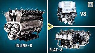 How 8-Cylinder Engine Works? Inline-8 vs V8 vs Flat-8 | Explained