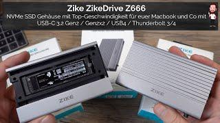 ZikeDrive Z666 | NVMe SSD Gehäuse für Macbook und Co mit USB 4 / Thunderbolt 3 + 4  / USB 3.2 Gen2x2