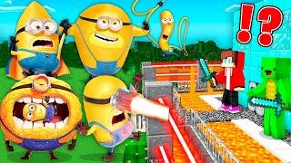 Jerry , Mel , Dave, Gus Minions vs Security House in Minecraft! Despicable Me 4 Maizen JJ and Mikey