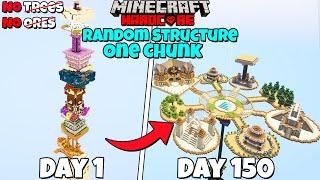 I Survived 150 Days On Random Structure One Chunk Minecraft Hardcore