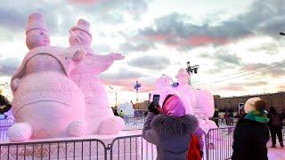 ⁴ᴷ⁶⁰ Walking Moscow: Gorky Park  "Snow and Ice in Moscow" Festival