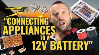 How to connect appliances to a leisure battery or 12v battery. How to crimp, cut & connect 12v wires