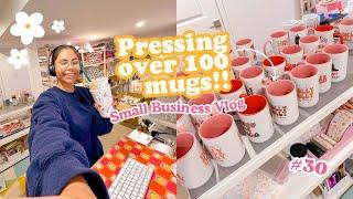 Pressing 100+ Mugs for Orders & ASMR Order Packing   | Studio Vlog 030 | Small business vlog
