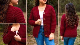 How to Crochet a Cardigan - Free Crochet Cardigan Pattern - Crochet Sweater for Women