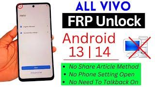 Vivo Android 13 | 14 FRP Bypass New Trick | All Vivo Google Account Remove Without Pc | No Talkback