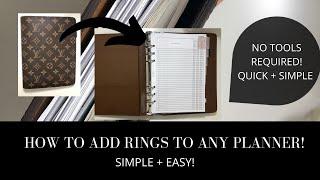 How to Add Rings to Your Planner Cover! | Louis Vuitton Desk Agenda with Rings