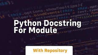 python docstring for module