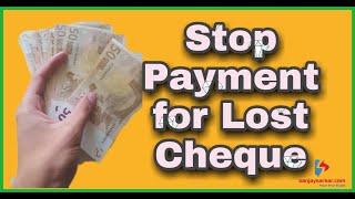 Letter to Bank to stop payment of lost cheque.