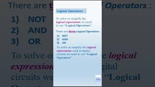 Boolean Algebra - Logical Operators   | Sarita's Teachdesk