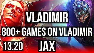 VLAD vs JAX (TOP) | 6/0/0, 6 solo kills, 1.5M mastery, 800+ games, Dominating | EUW Master | 13.20