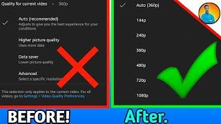 How To Remove Youtube New Video Quality Options | YouTube Video Resolution Option-YouTube New Update