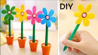 Easy Origami Paper Pen | Decorate your Pen like a Flower pot | DIY Desk decor idea