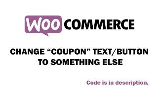 wooCommerce Change "coupon" text