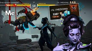 Tough Battle  Medoma Vs Odyssey *Level 13 MAX Widow Experience* || Shadow Fight 4 Arena