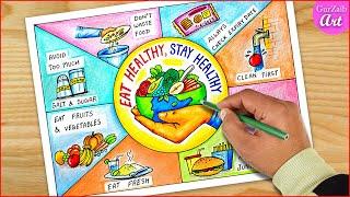 World Food Day Poster Drawing / Eat Healthy Stay Healthy project chart