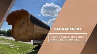 SAUNAEXPERT.de - Fasssauna Quadro | Barrel Sauna | Saunafass aus ZedernHolz Kaufen