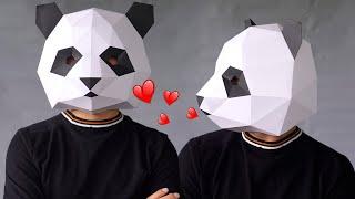 How to make Panda mask | Low poly panda mask | Papercraft mask template and animal mask by 3dfancy