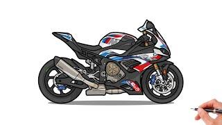 How to draw BMW S1000RR bike / drawing bmw s1000 rr 2019 sports motorcycle