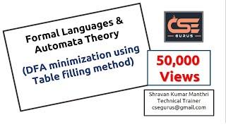 9. DFA Minimization using Table filling method