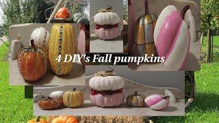 4 DIY's Pumpkins "I Love Fall - Autumn" Ep. 5 / Seasonal Crafts and Creations / paint jewels hobby