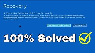 Recovery - Its looks like Windows hasn't loaded correctly