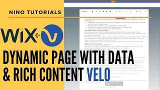 Displaying Rich Content using Wix Dynamic Page with Database Connection - Velo Tutorial 2022