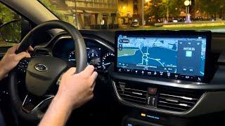 New FORD FOCUS 2023 - night drive in the city (new SYNC4 & crazy touchscreen)