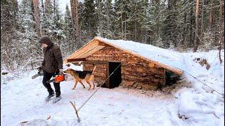 Snow camping! We visited a log cabin | Living in a tent with a wood stove | Building a cozy dugout