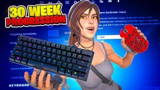 30 WEEK Fortnite Keyboard and Mouse Progression with SETTINGS! (Controller to KBM) + Handcam